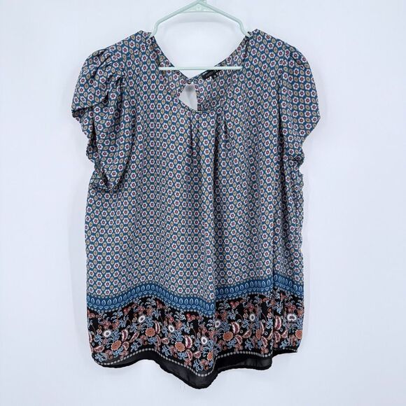 Papermoon Tops - Paper Moon Womens Blouse‎ Plus Size 3X Multicolor Geometric Floral Business Wear